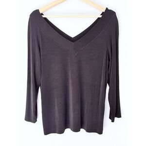 Chicos‎ Travelers Knit Top Womens 2 Large-12  Black Slinky Knit Vacation Stretch